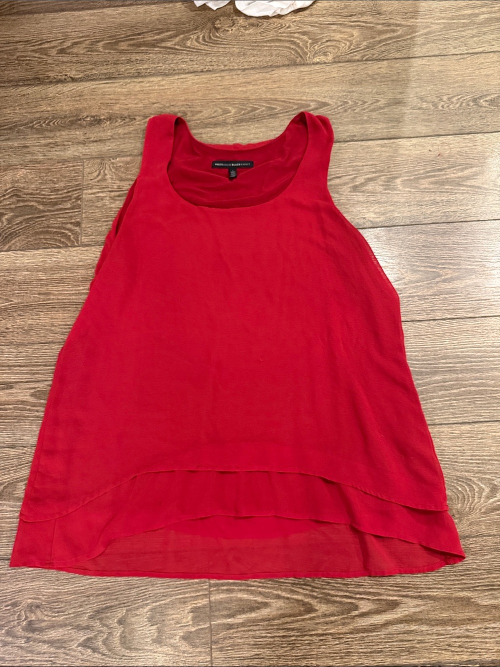 White House Black Market Red Layered Hem Tank